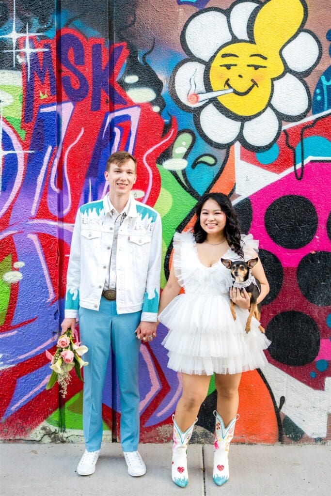 couple smiling at the camera during their session