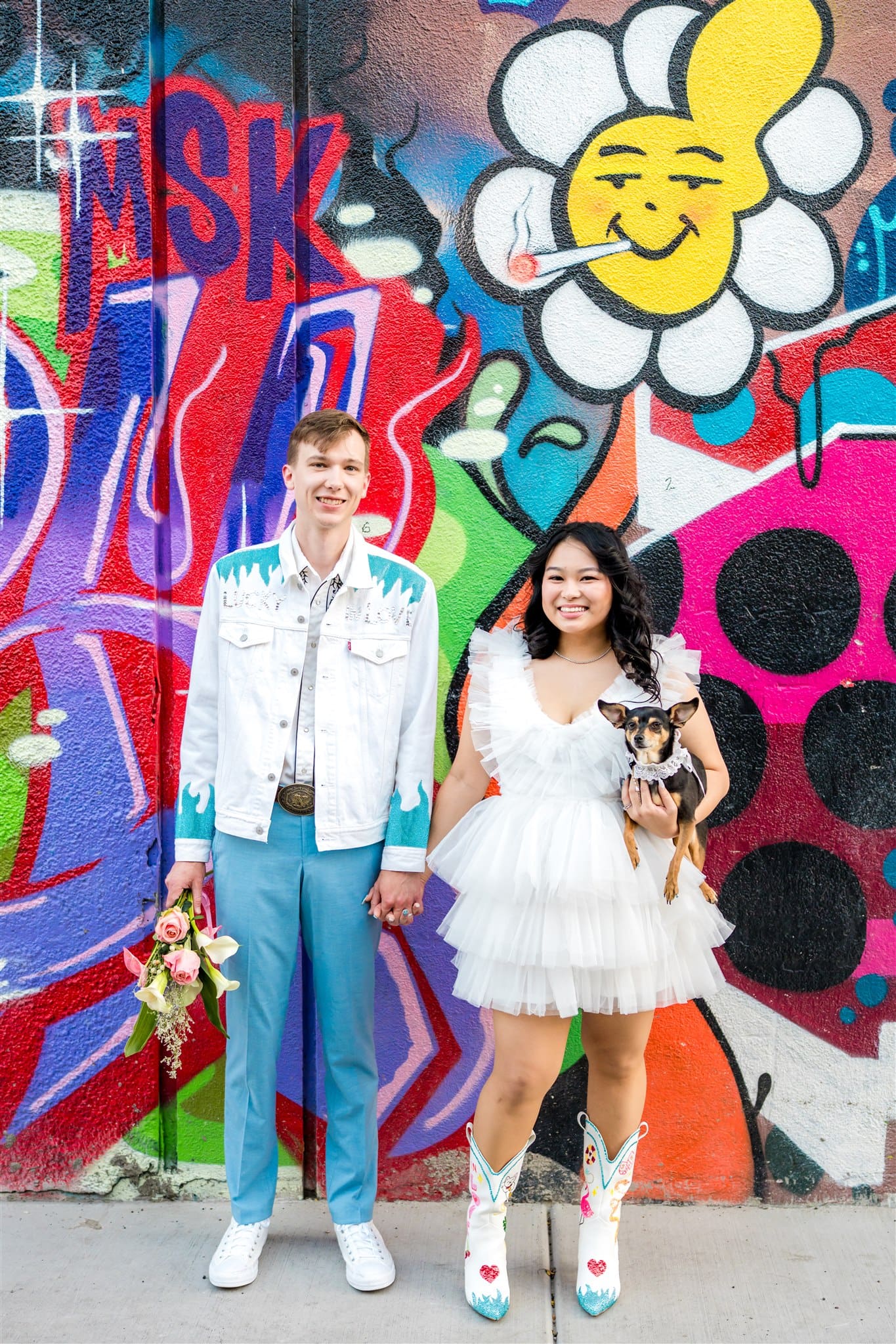 couple smiling at the camera during their session