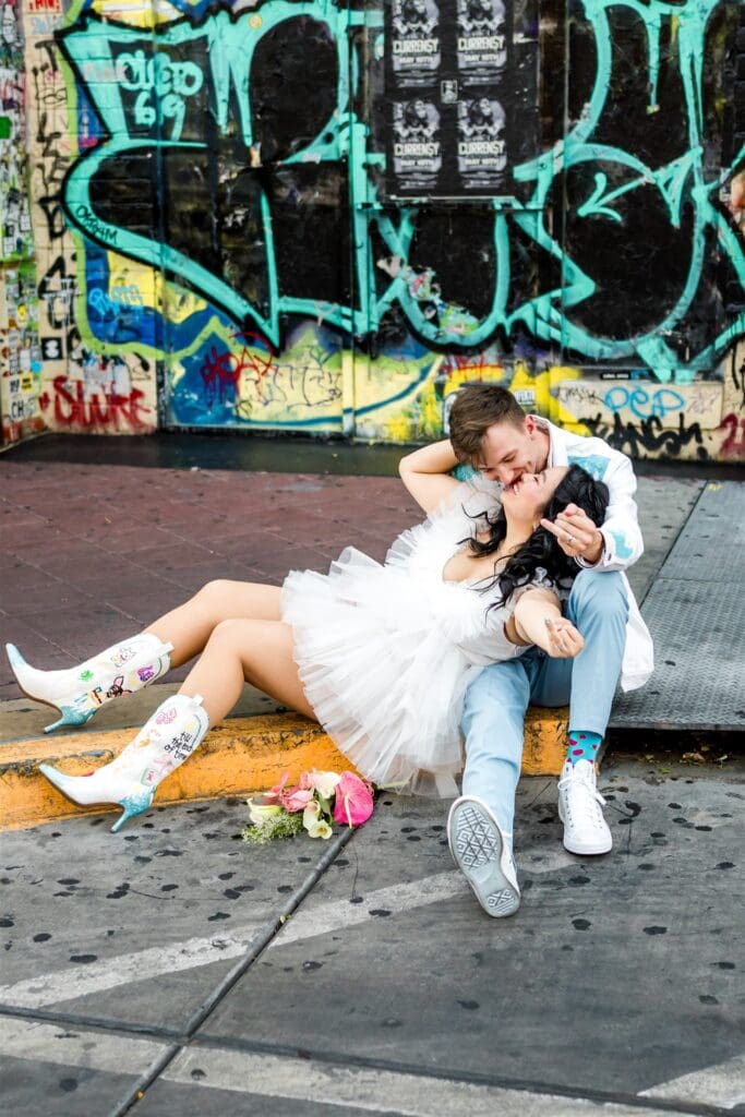 cute couple kissing during their elopement