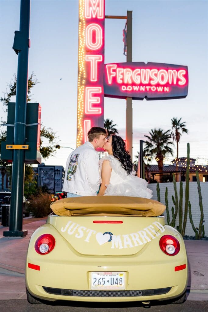 cute couple kissing during their golden hour photoshoot