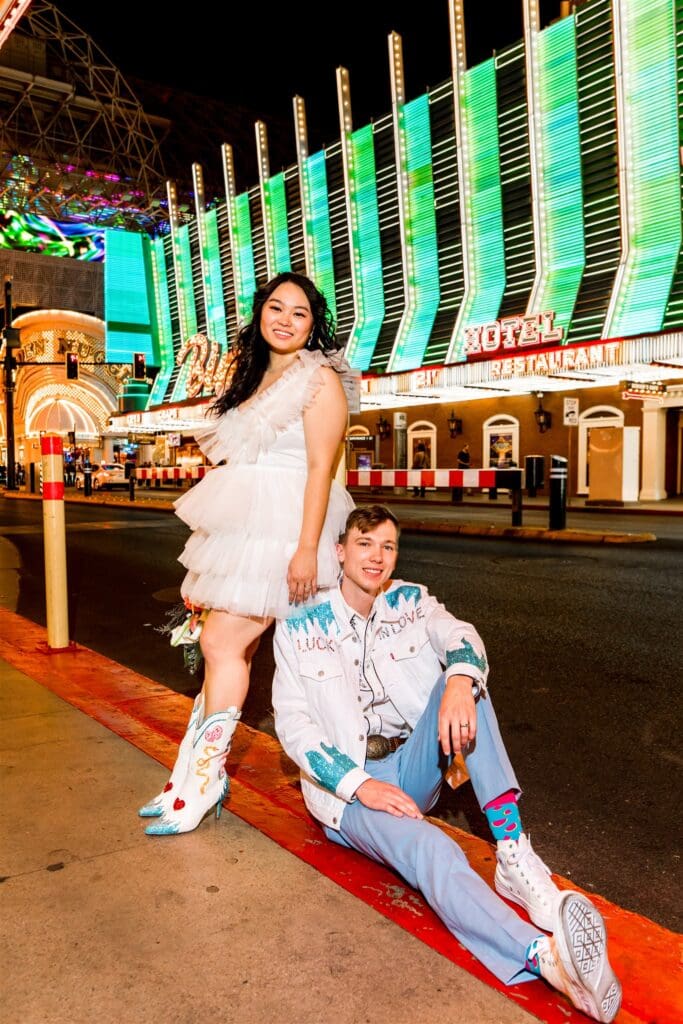 couple at their dream bridal session in sin city