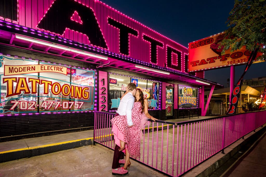 couple kissing during their fun photoshoot
