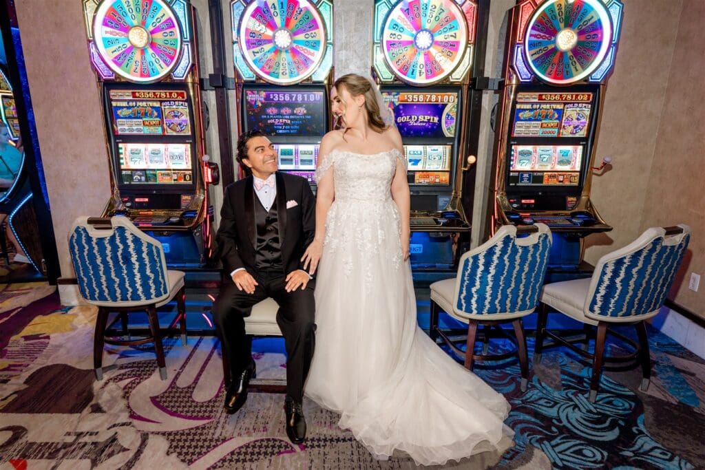 cute couple at their dream vegas elopement