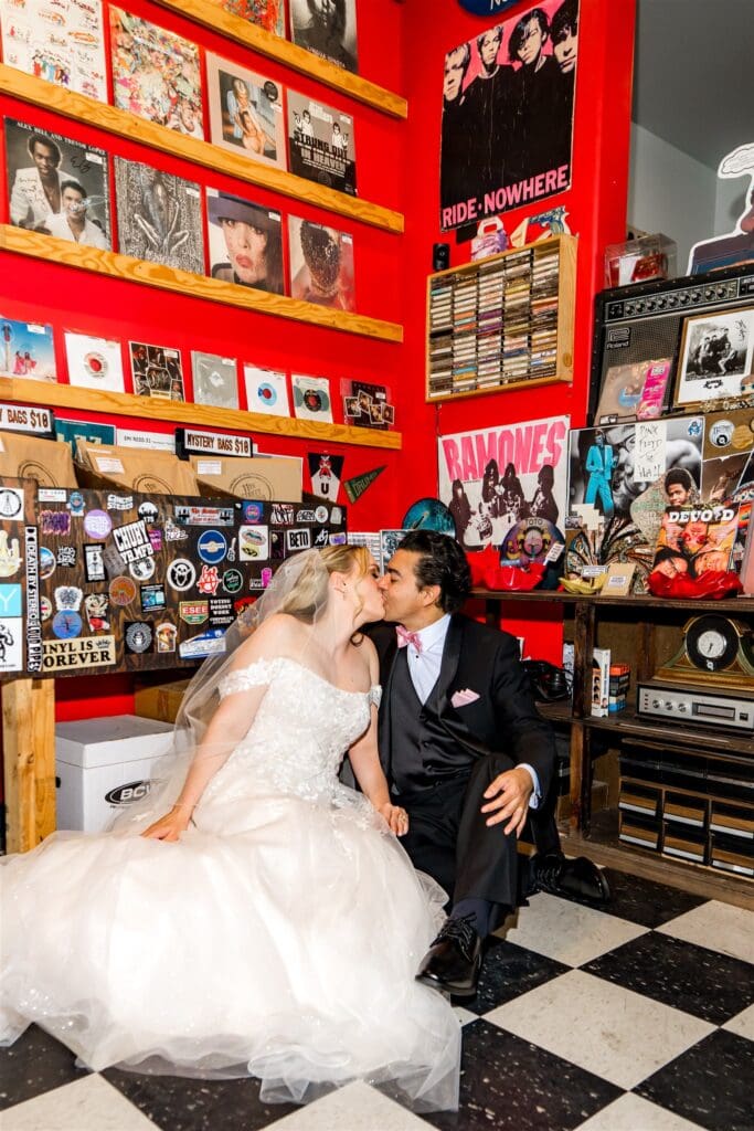 picture of the newly eloped couple kissing