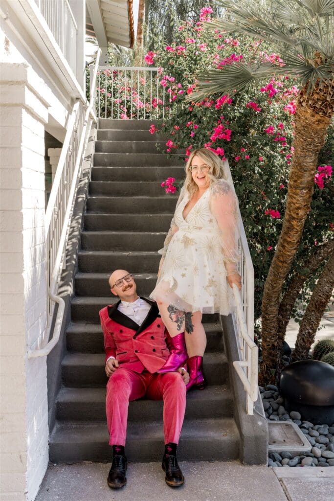 cute picture of the newlyweds in sin city