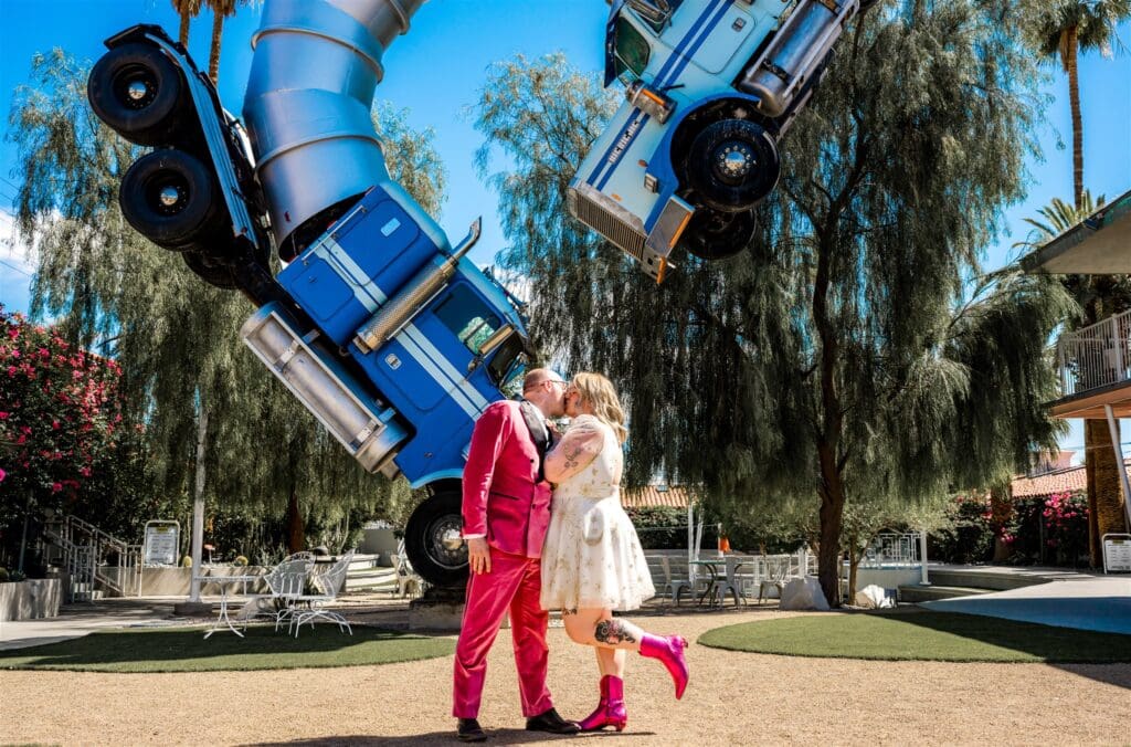 picture of the newlyweds kissing