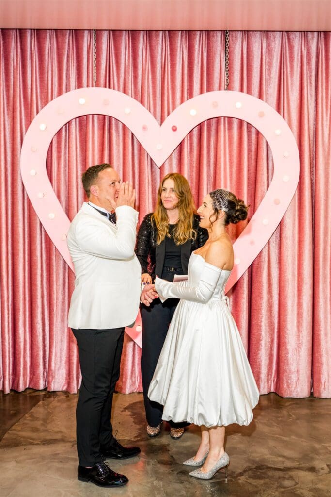 bride and groom emotional at their ceremony