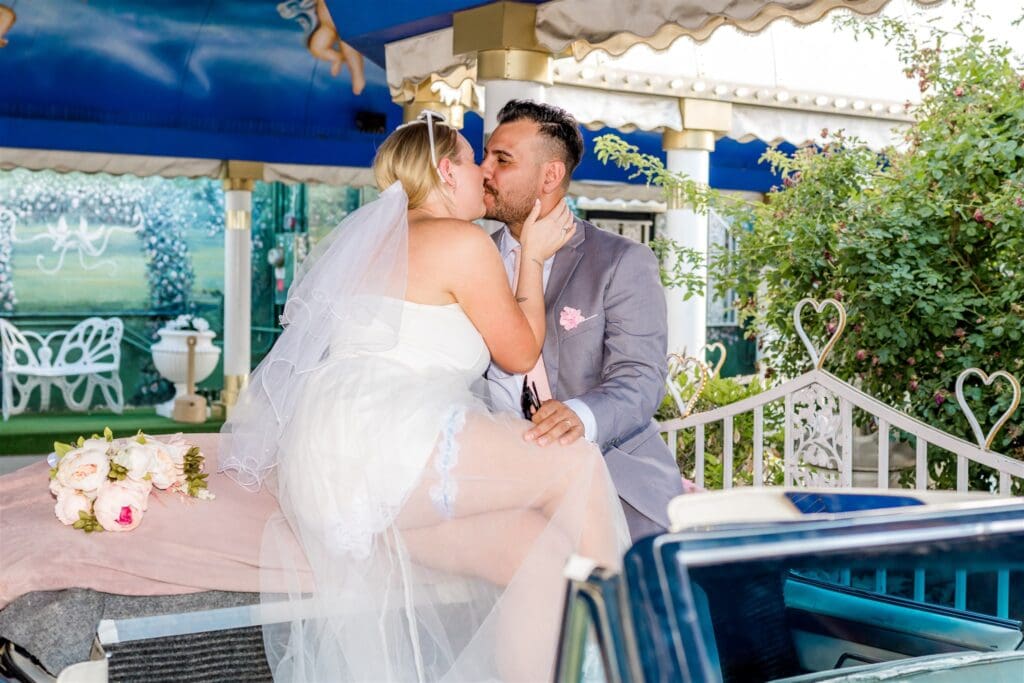 bride and groom kissing during their elopement