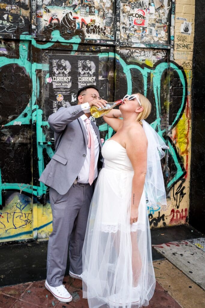 The Only Rule for This Sassy Little White Wedding Chapel Elopement? Just. Have. Fun.
