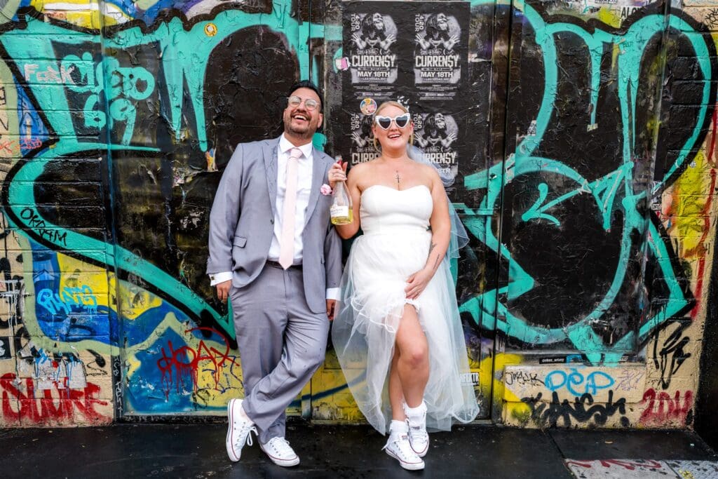 The Only Rule for This Sassy Little White Wedding Chapel Elopement? Just. Have. Fun.