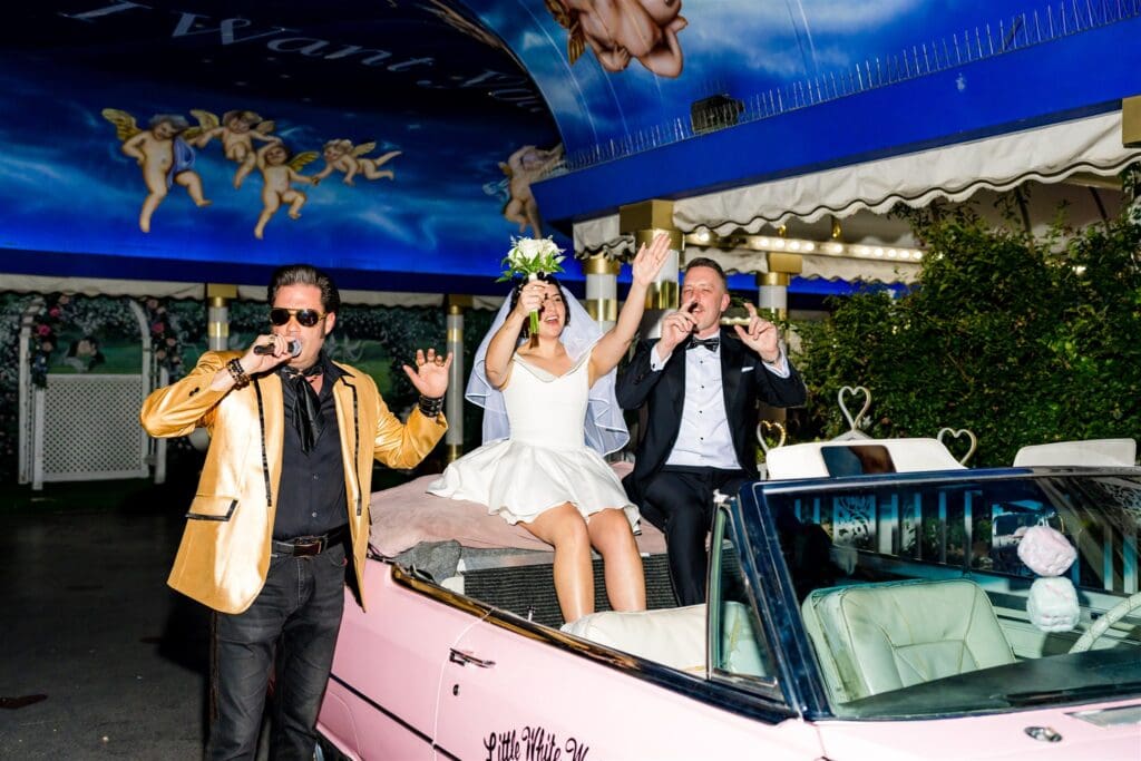couple at their fun intimate wedding ceremony