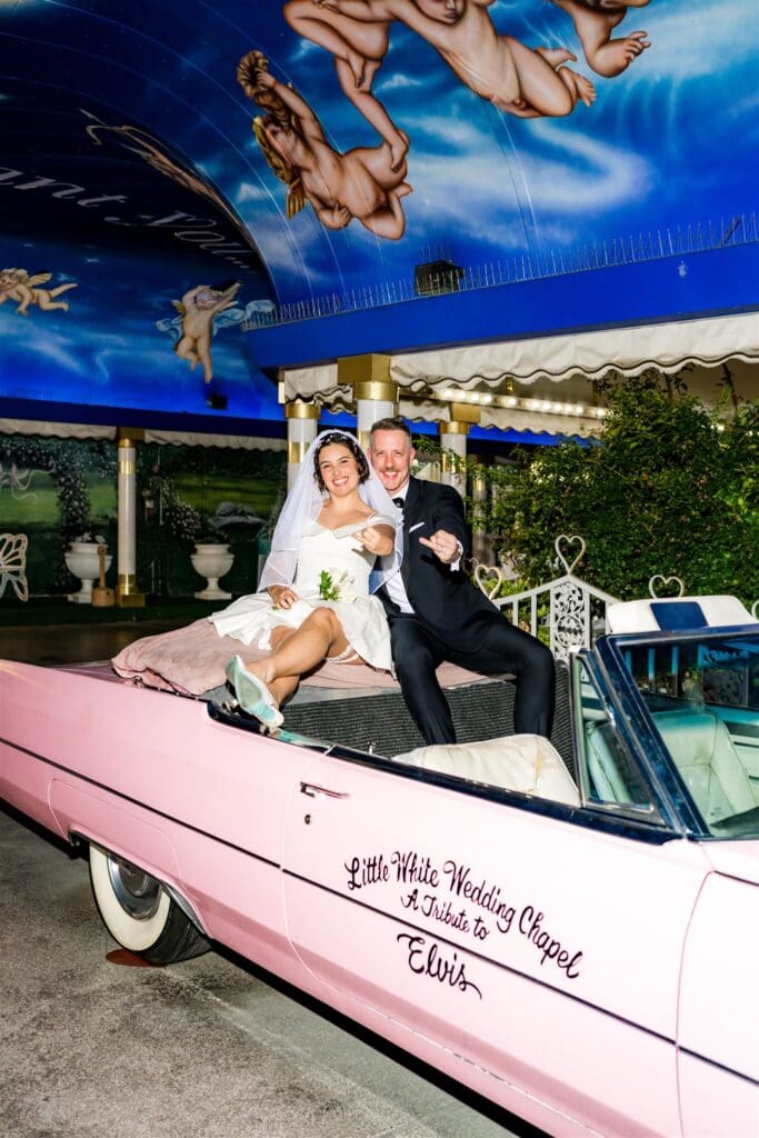 couple celebrating their elopement in vegas