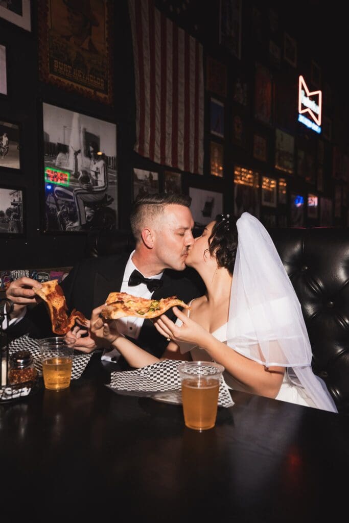 couple kissing during their bridal session in DTLV