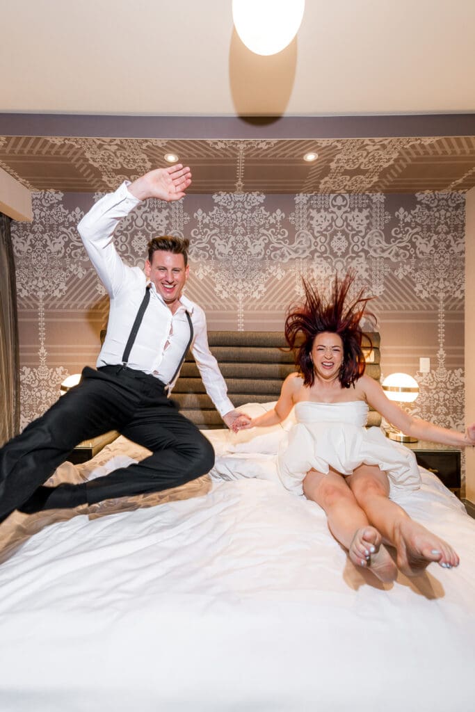 Bride and groom at their wild Las Vegas