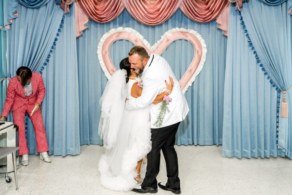 Iconic Fremont Street Elopement with Surething Vows & Tattoo Seals