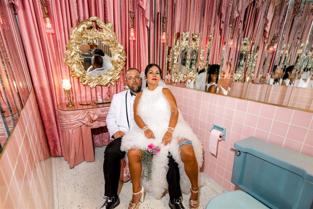 Iconic Fremont Street Elopement with Surething Vows & Tattoo Seals
