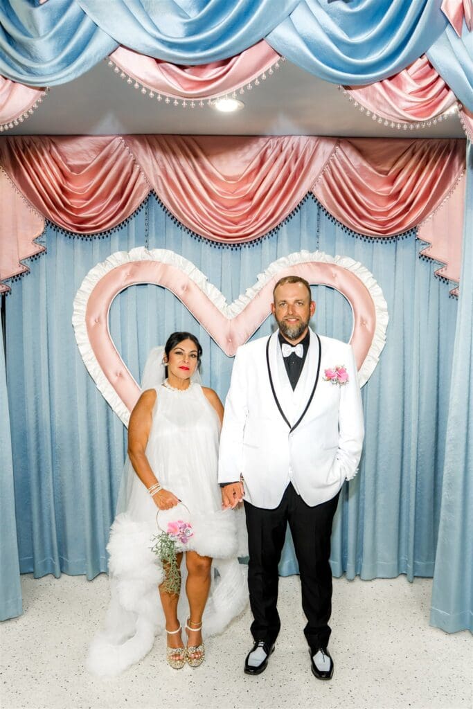 Couple posing for the camera during their bridal portraits