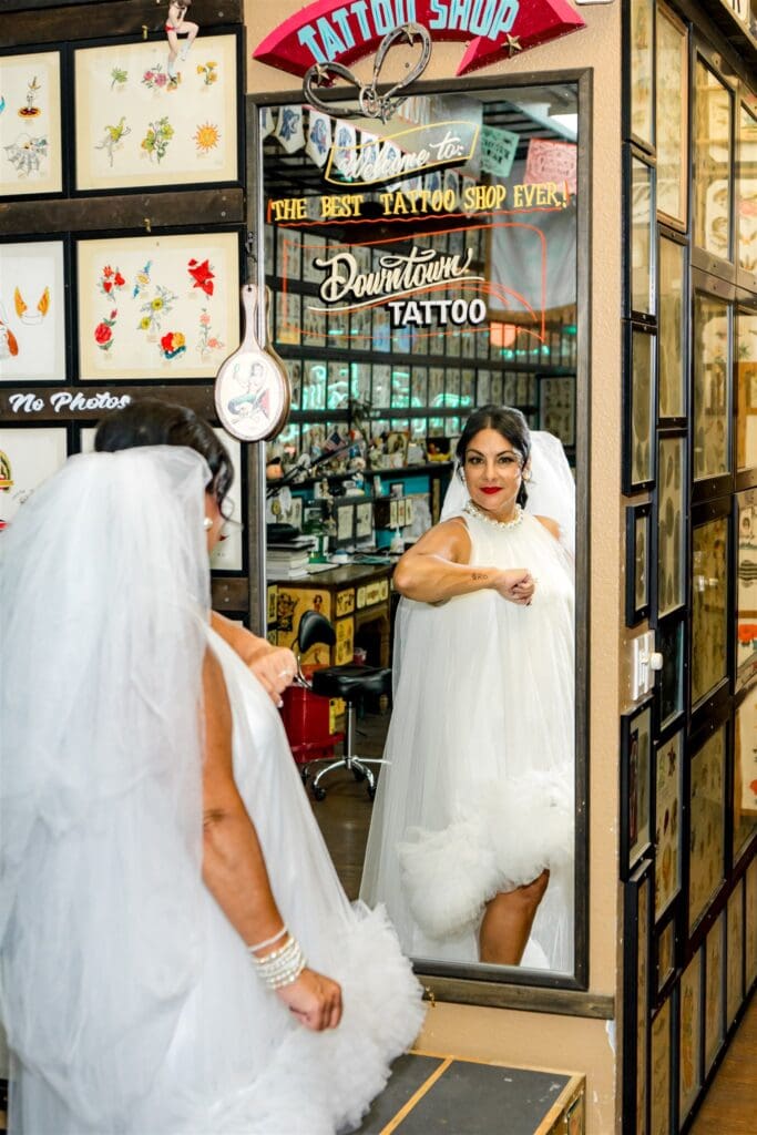 happy couple celebrating their elopement in DTLV