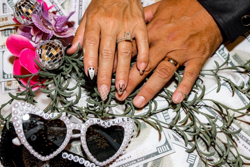 Iconic Fremont Street Elopement with Surething Vows & Tattoo Seals