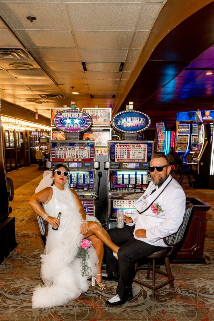 Iconic Fremont Street Elopement with Surething Vows & Tattoo Seals
