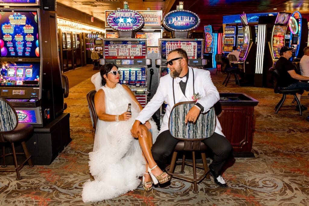 Iconic Fremont Street Elopement with Surething Vows & Tattoo Seals