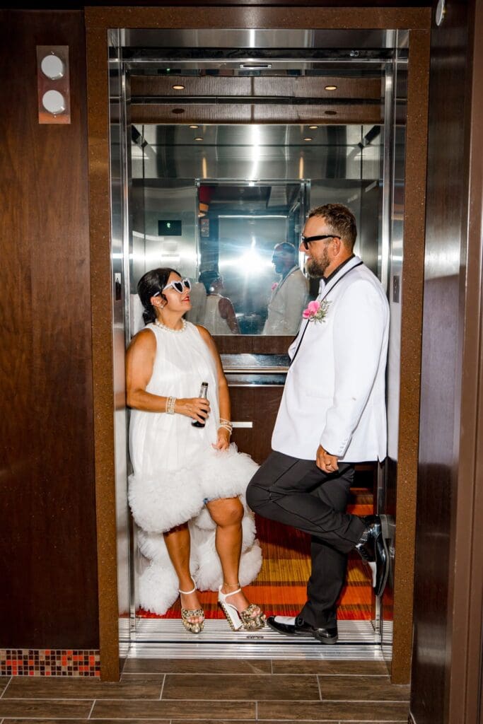 Iconic Fremont Street Elopement with Surething Vows & Tattoo Seals