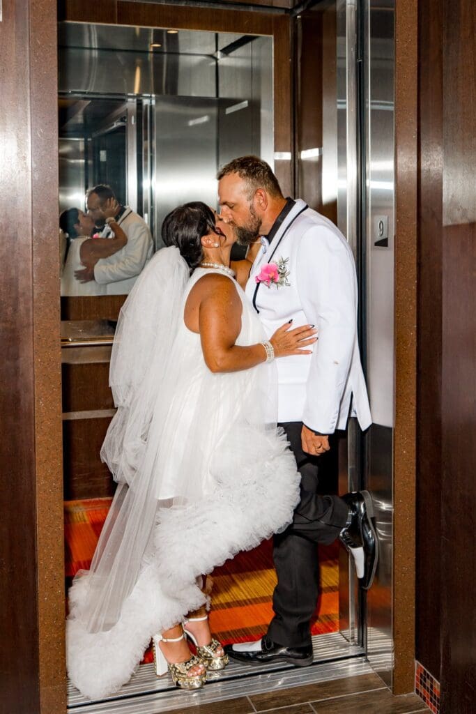 newlyweds kissing during their bridal session