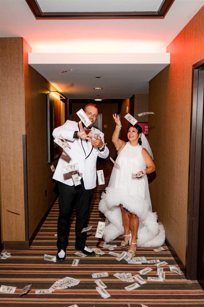 Iconic Fremont Street Elopement with Surething Vows & Tattoo Seals