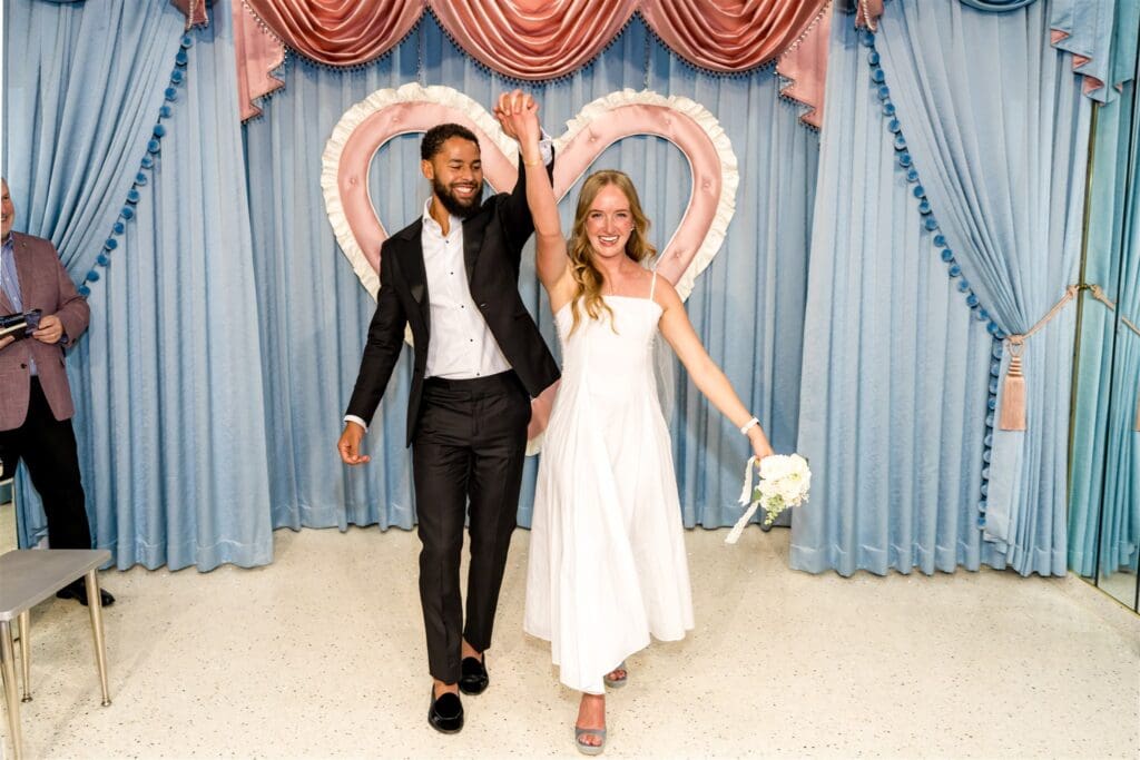 Iconic Sure Thing Chapel Elopement That Lit Up Downtown Vegas: Ashton & Dominic Went Full Fremont