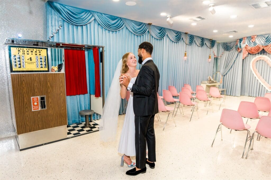 Iconic Sure Thing Chapel Elopement That Lit Up Downtown Vegas: Ashton & Dominic Went Full Fremont