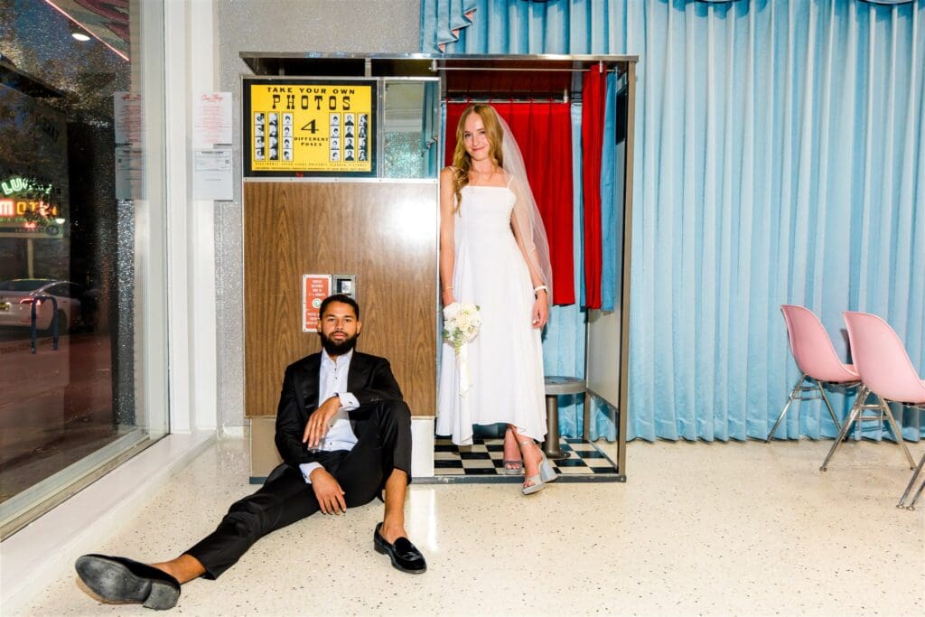 Iconic Sure Thing Chapel Elopement That Lit Up Downtown Vegas: Ashton & Dominic Went Full Fremont