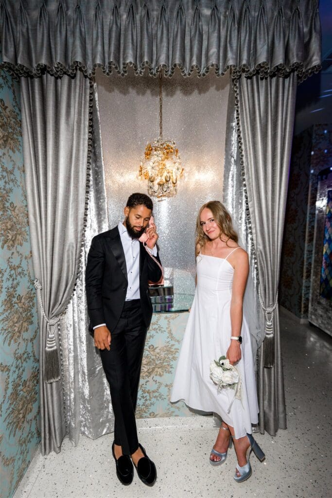 Couple having the best time at their Vegas elopement