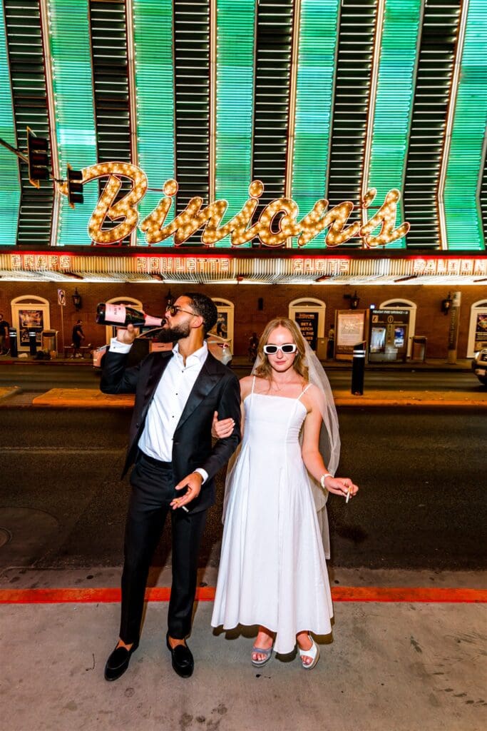 Happy couple at their dream Vegas wedding