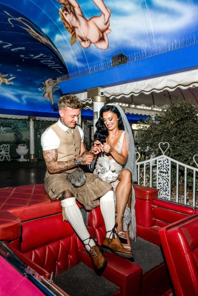 happy couple at their dream and unique elopement