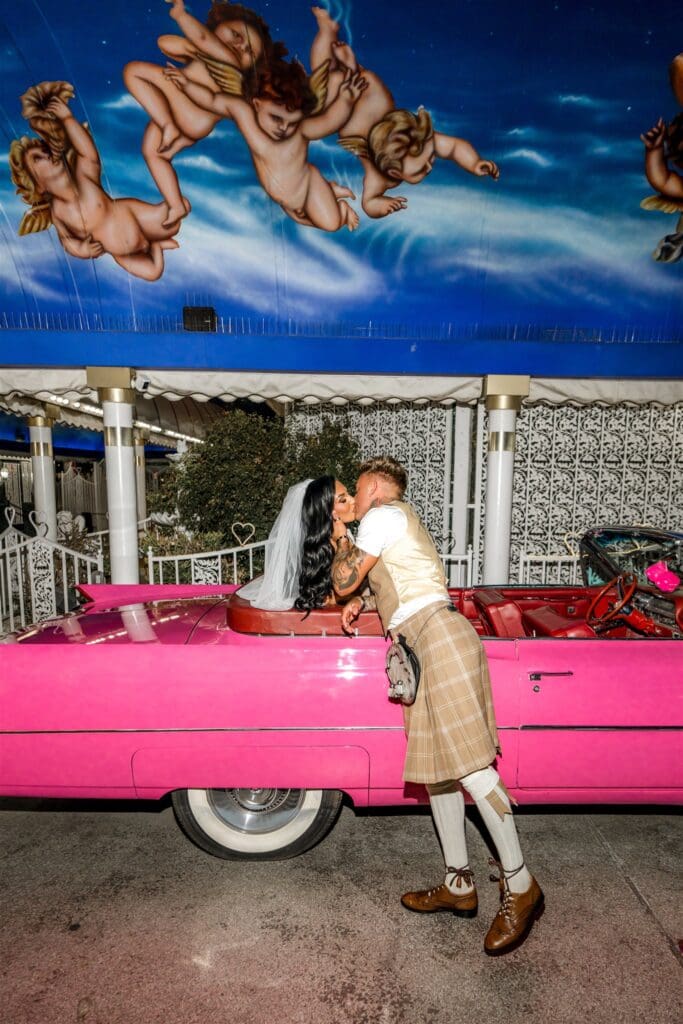 picture of the newlyweds kissing