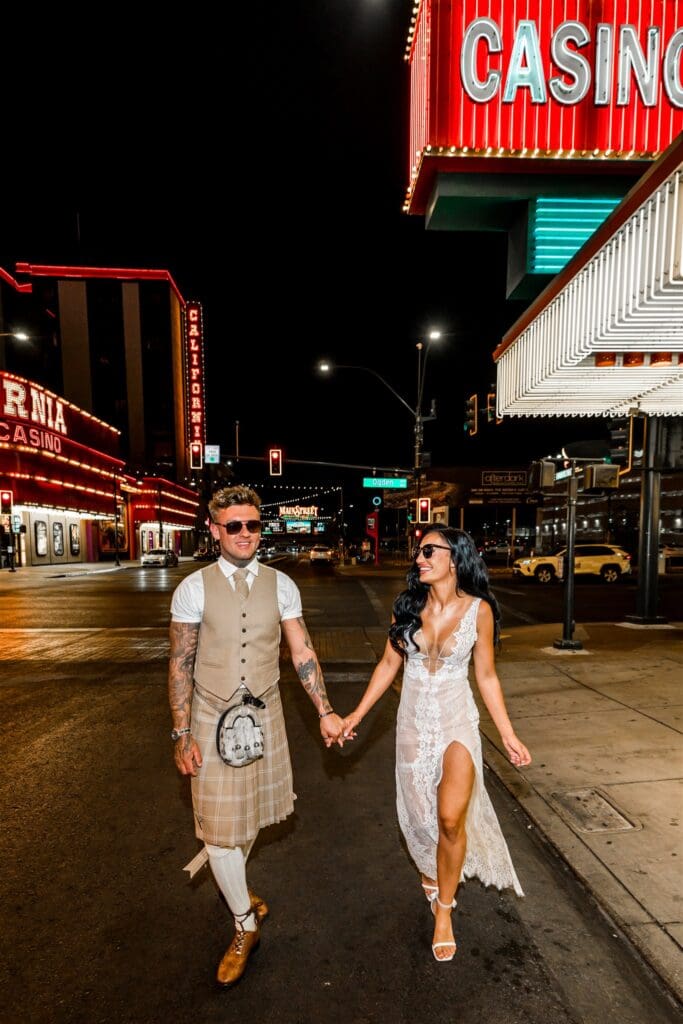 picture of the newlyweds holding hands in DTLV