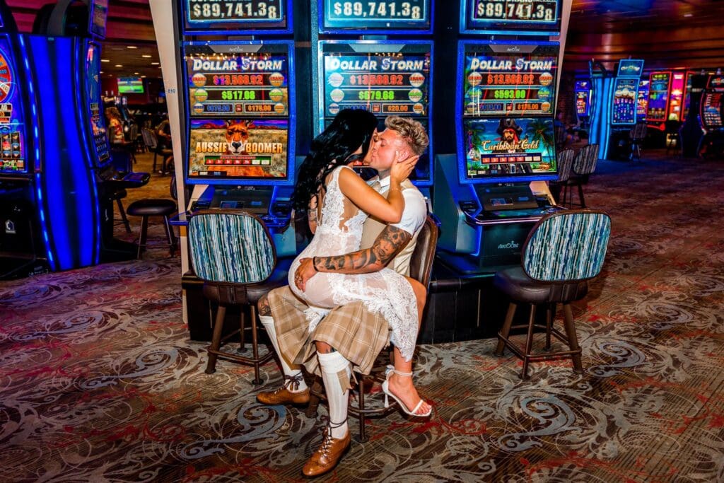 picture of the newly eloped couple kissing