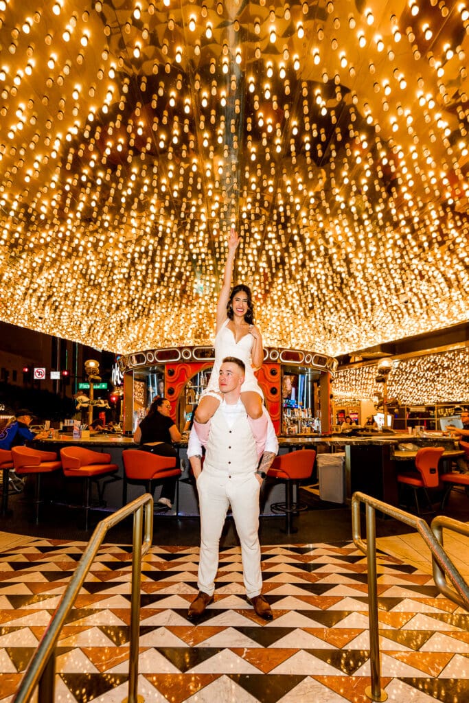fun bridal portraits in Fremont Street