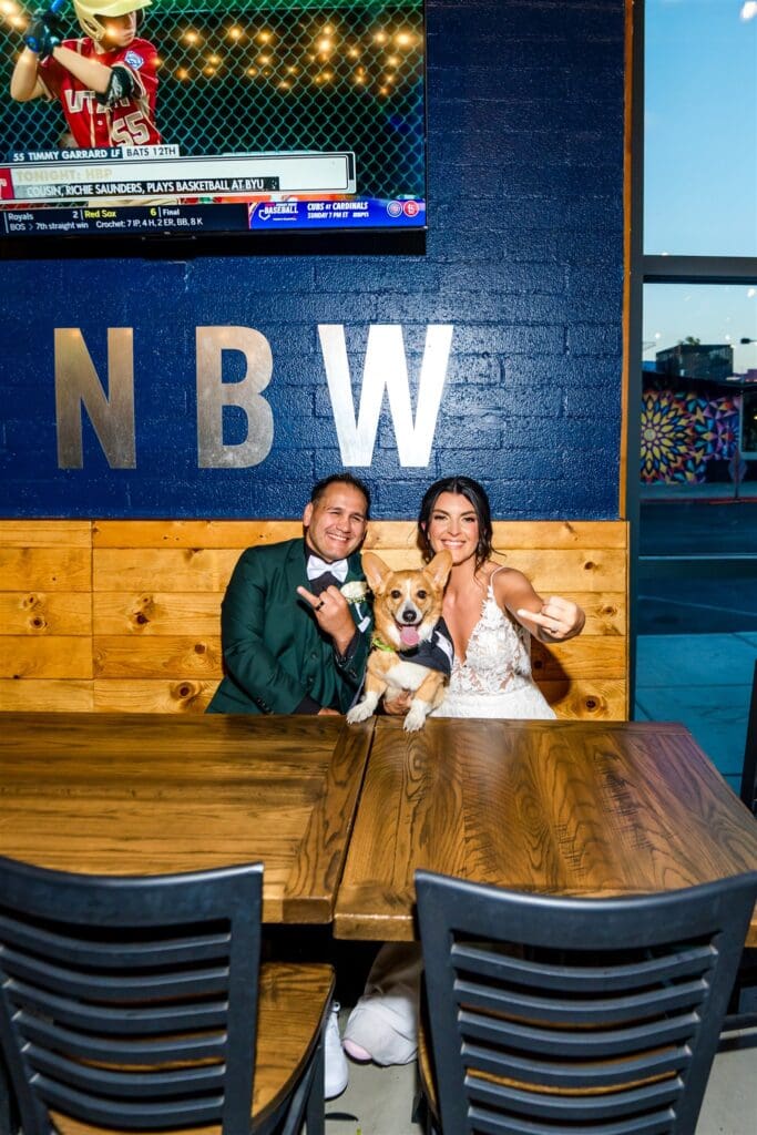 fun portrait of the bride and groom