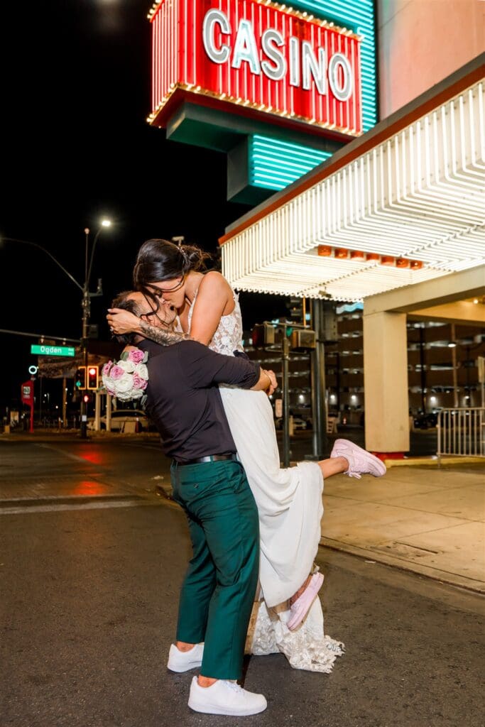 newlyweds dancing during their bridal session