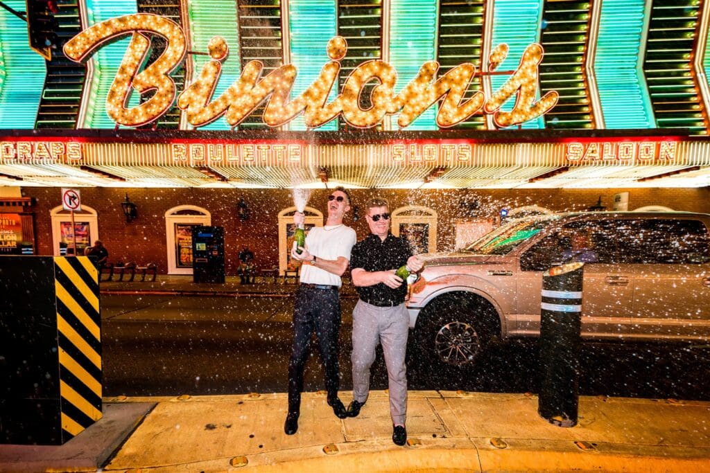 Vegas After Dark: Austin & Travis’ Electric Downtown Fremont Couples Session