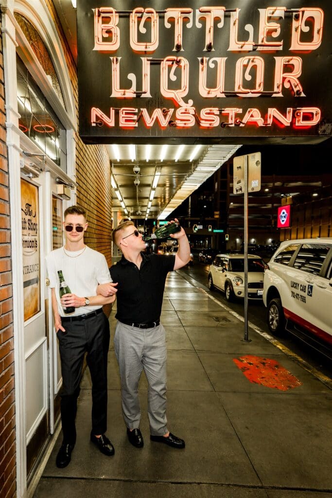 Vegas After Dark: Austin & Travis’ Electric Downtown Fremont Couples Session