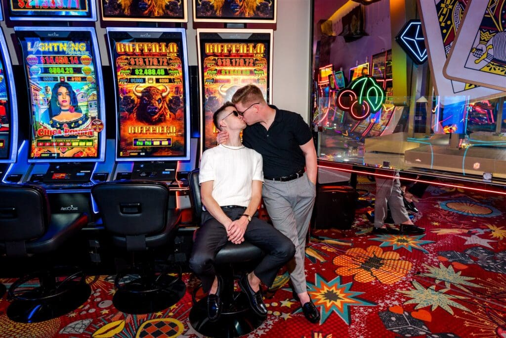 cute picture of the soon to be married couple kissing