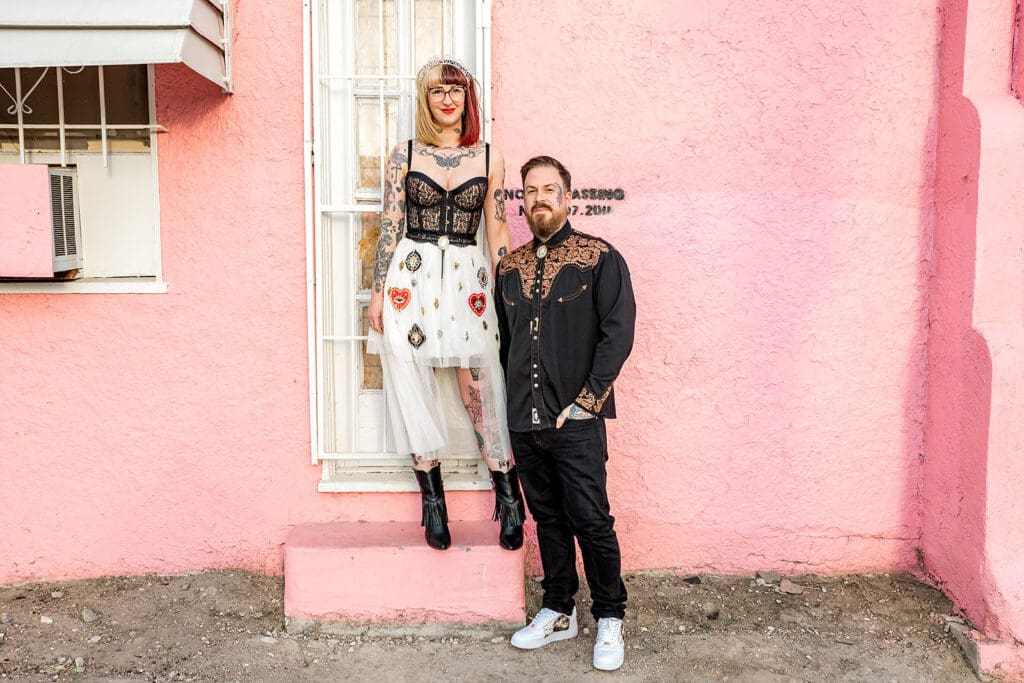 Electric Vegas Elopement: Delphine & Julien’s Rock ’n’ Roll Love Story at Sure Thing Chapel