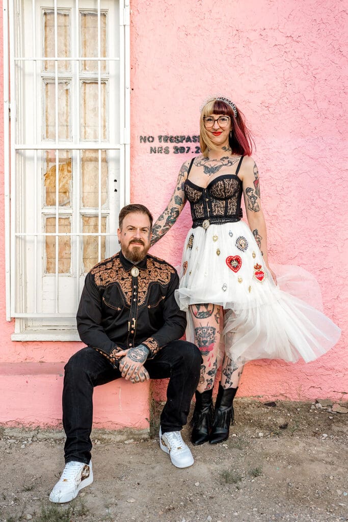 Electric Vegas Elopement: Delphine & Julien’s Rock ’n’ Roll Love Story at Sure Thing Chapel