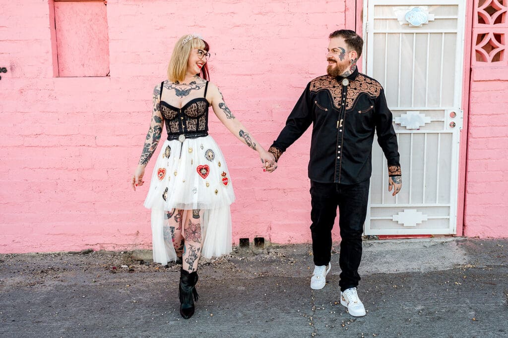Electric Vegas Elopement: Delphine & Julien’s Rock ’n’ Roll Love Story at Sure Thing Chapel