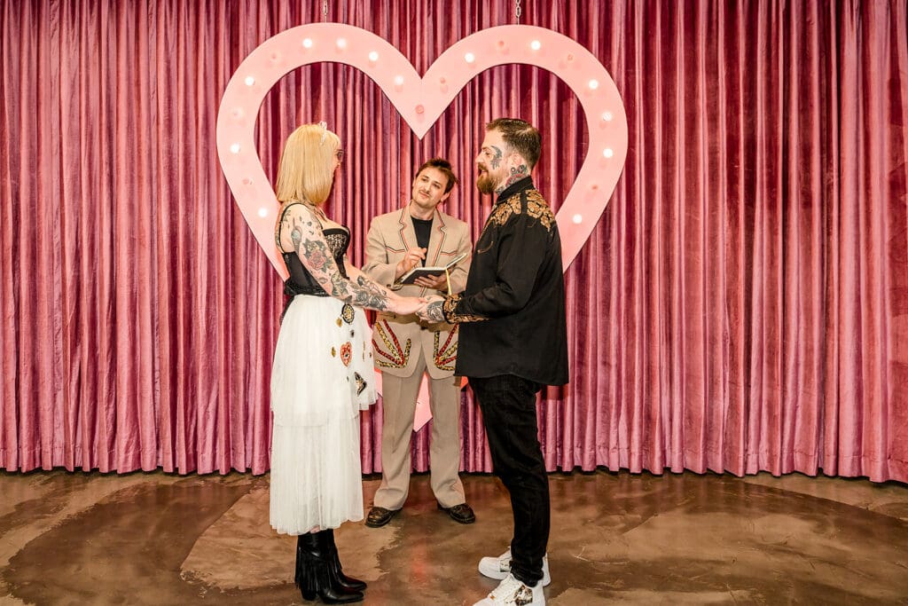 Electric Vegas Elopement: Delphine & Julien’s Rock ’n’ Roll Love Story at Sure Thing Chapel