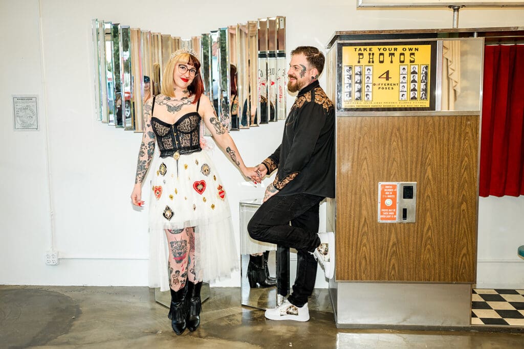 cute picture of the newlyweds holding hands