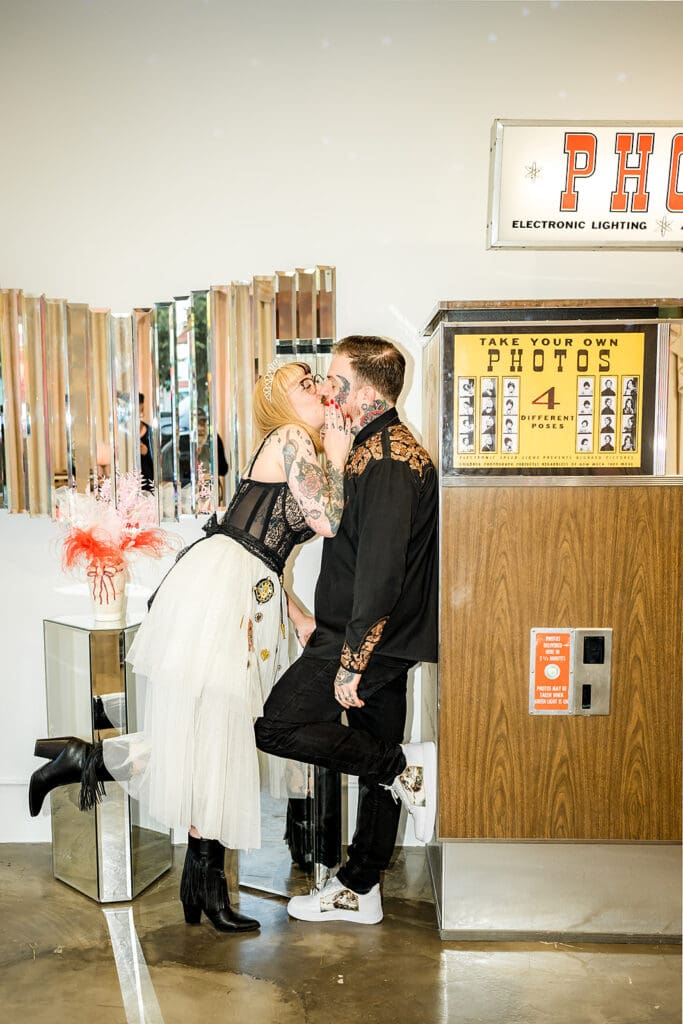 picture of the newlyweds kissing