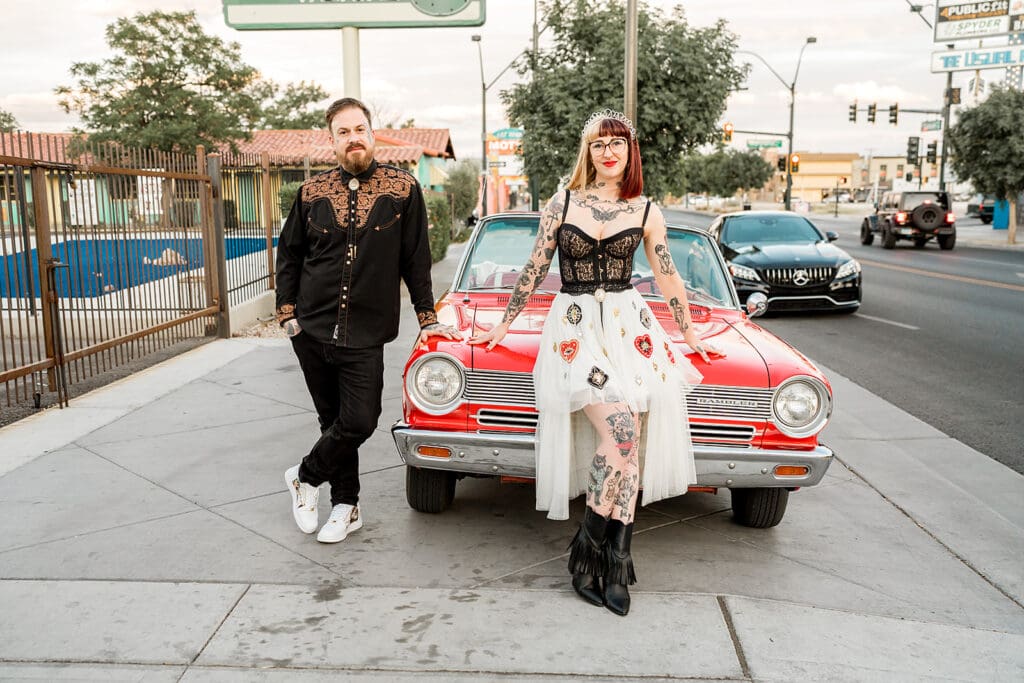 Electric Vegas Elopement: Delphine & Julien’s Rock ’n’ Roll Love Story at Sure Thing Chapel